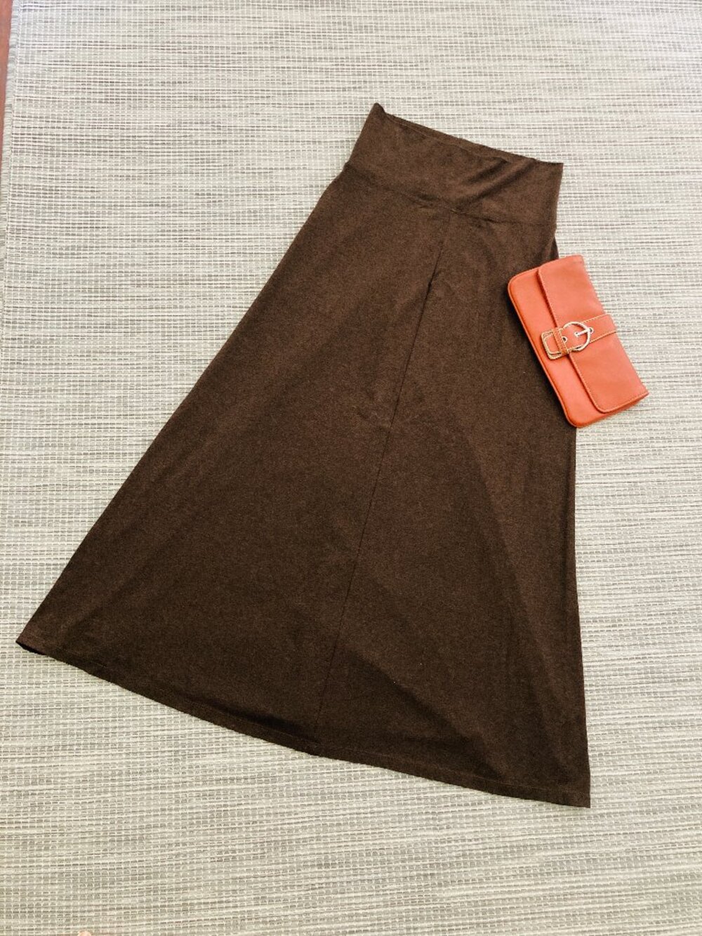 Yansi Fugel Gorgeous High Waisted Cocoa Brown Knit  Maxi Skirt  X Small